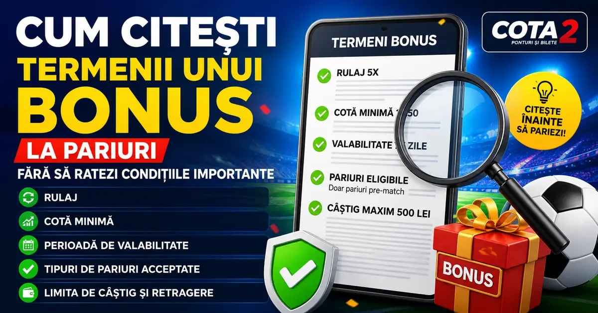 Cum citești termenii unui bonus la pariuri fără să ratezi condițiile importante