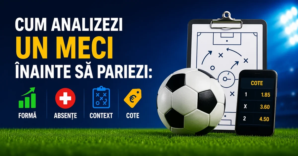 Cum analizezi un meci înainte să pariezi: formă, absențe, context și cote
